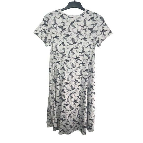 LuLaRoe Carly Swing Gray & Black Bird Print High-Low Dress Lightweight Small - Picture 2 of 14